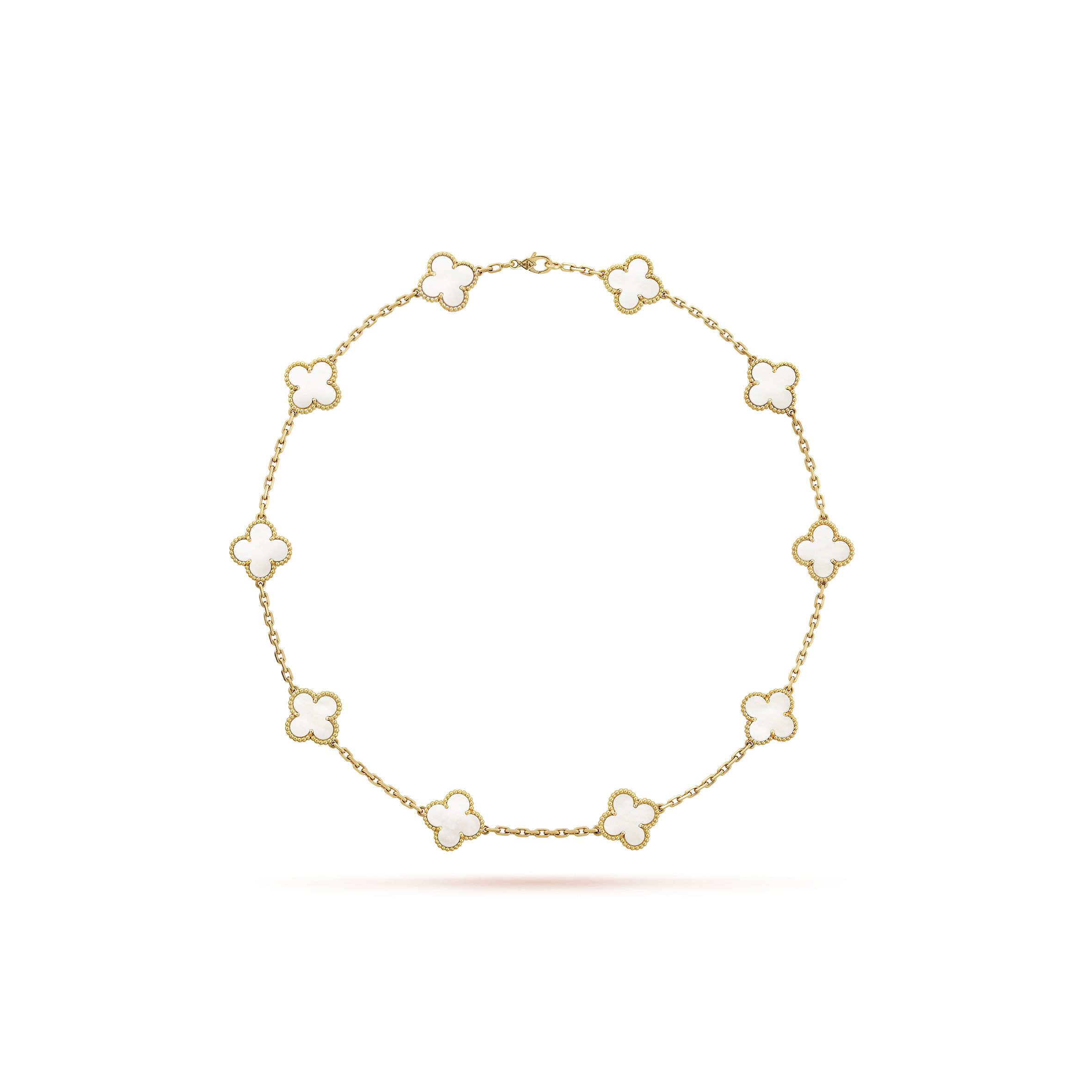 VAN CLEEF ARPELS VINTAGE ALHAMBRA NECKLACE, 10 MOTIFS - YELLOW GOLD, MOTHER-OF-PEARL  VCARA42800